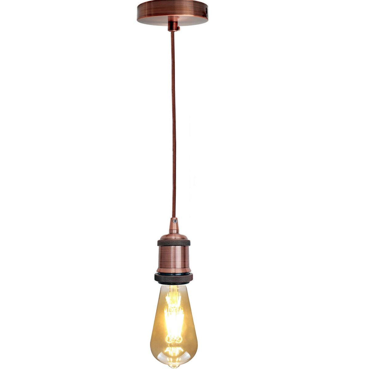 2m Brown Round Cable E27 Base Copper Holder~1718 - LEDSone UK Ltd