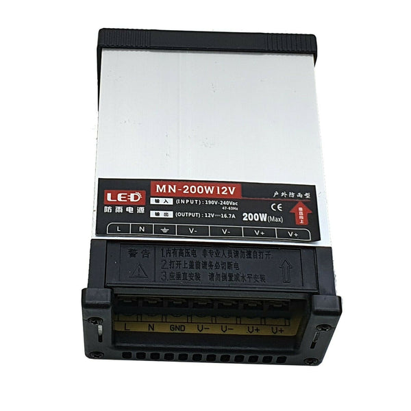 DC 12V 200W IP45 regenbestendige buiten 16,7A LED-driver AC 190-240V adapter~2106 