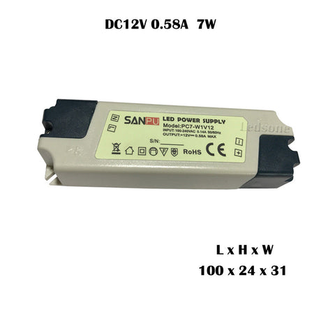 DC 12V 7W LED-drivervoeding IP44 AC 100-240V-transformator ~3268
