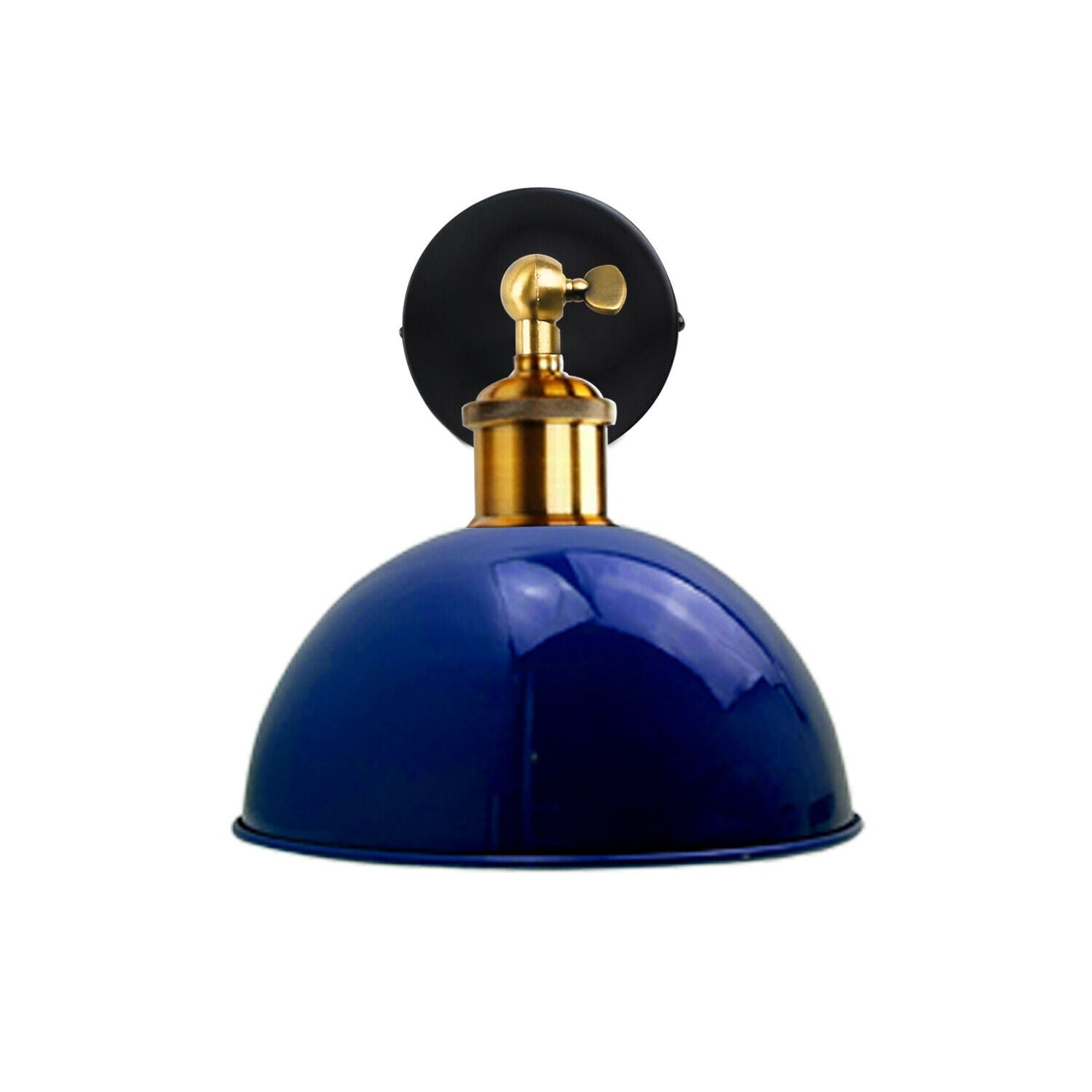 Navy blue industrial wall sconce front view