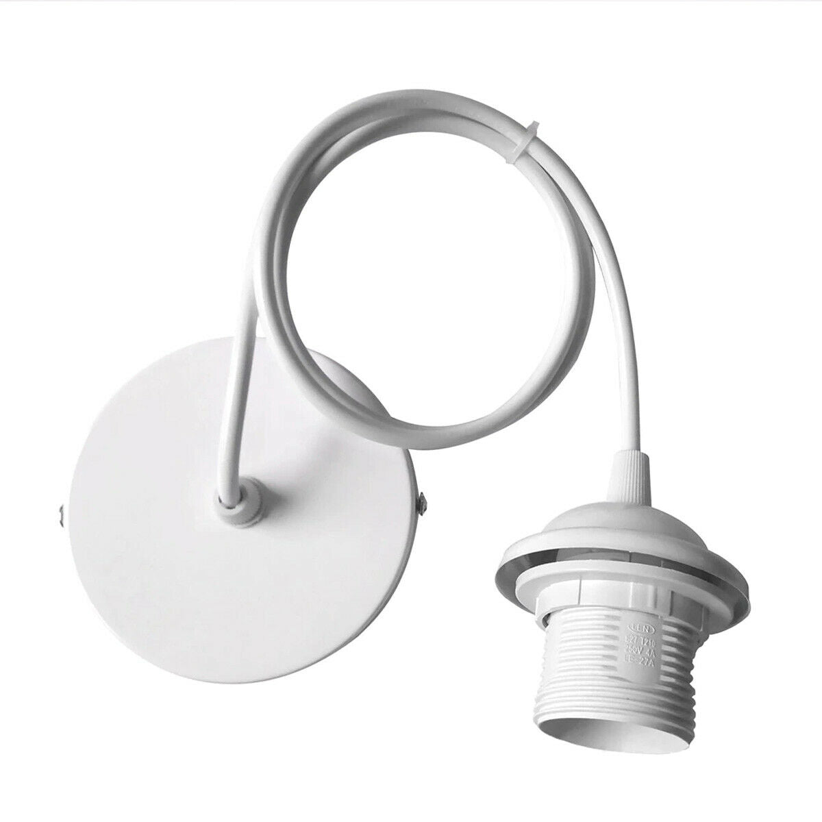 E27 Ceiling Rose White Light PVC Flex Pendant Lamp Holder Fitting~2378 - LEDSone UK Ltd