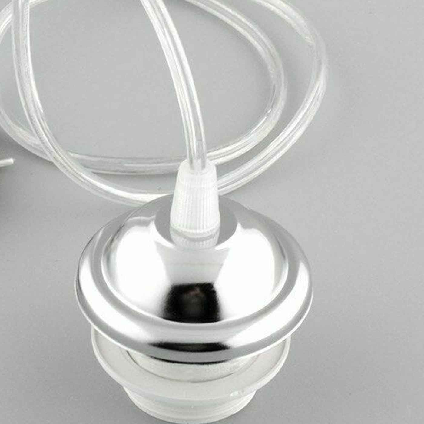 E27 Chrome Colour Umbrella Holder PVC Round Clear Colour 1m Cable Pendant Set~2153 - LEDSone UK Ltd