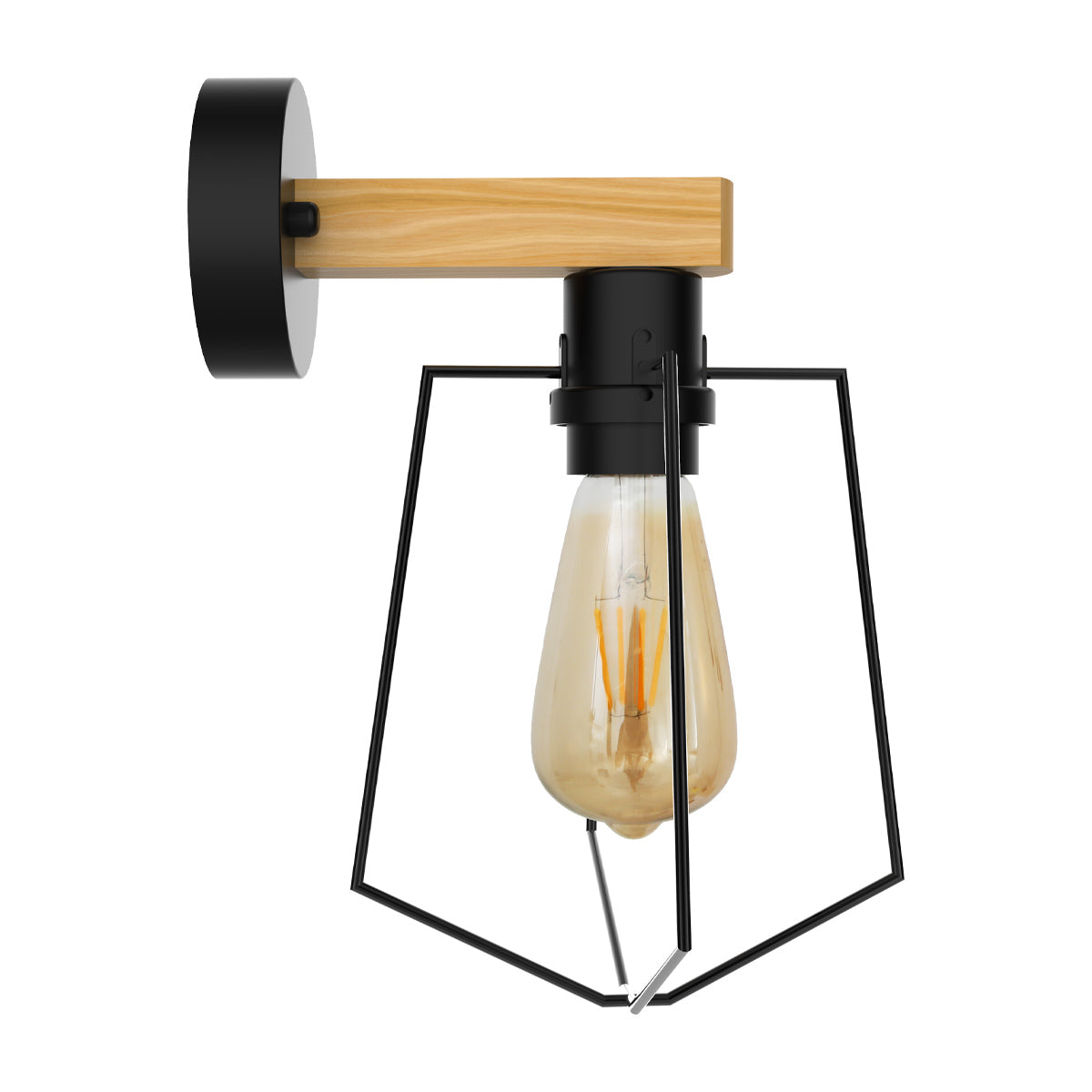 E27 Modern Industrial Retro Wall Lights Fittings Indoor Sconce Wood Metal Lamp~2469 - LEDSone UK Ltd