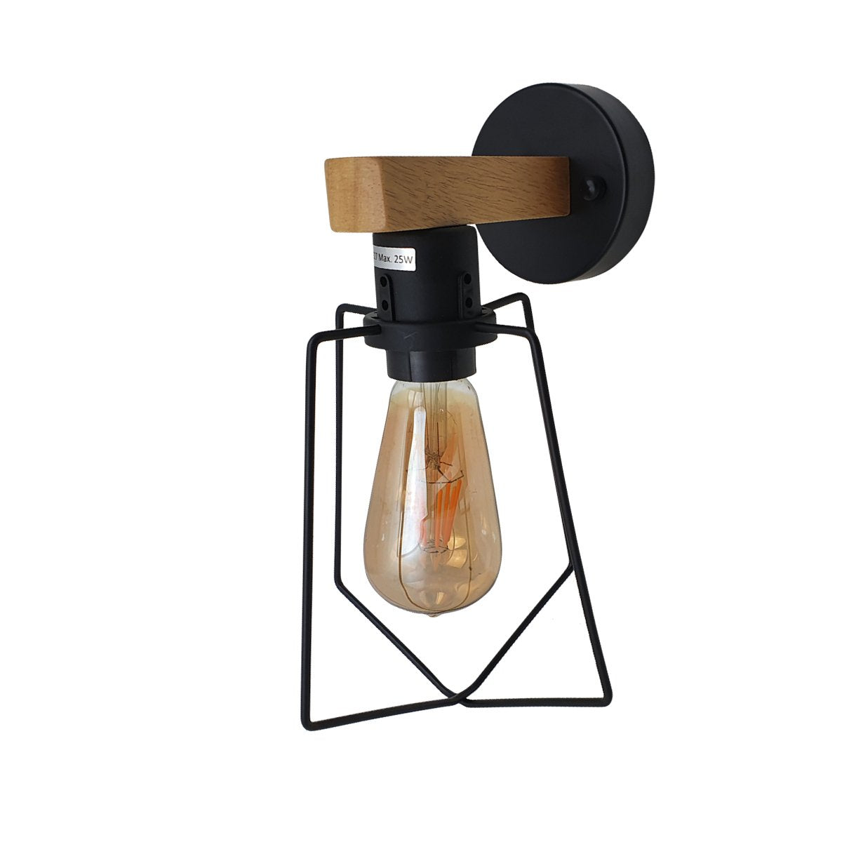 2Pack E27 Modern Industrial Retro Wall Lights with FREE Bulbs Fittings Indoor Sconce Wood Metal Lamp - Shop for LED lights - Transformers - Lampshades - Holders | LEDSone UK