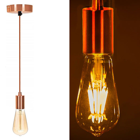 E27 Screw Ceiling Rose Pendant Light Fabric Flex Lamp Holder~2487 - LEDSone UK Ltd