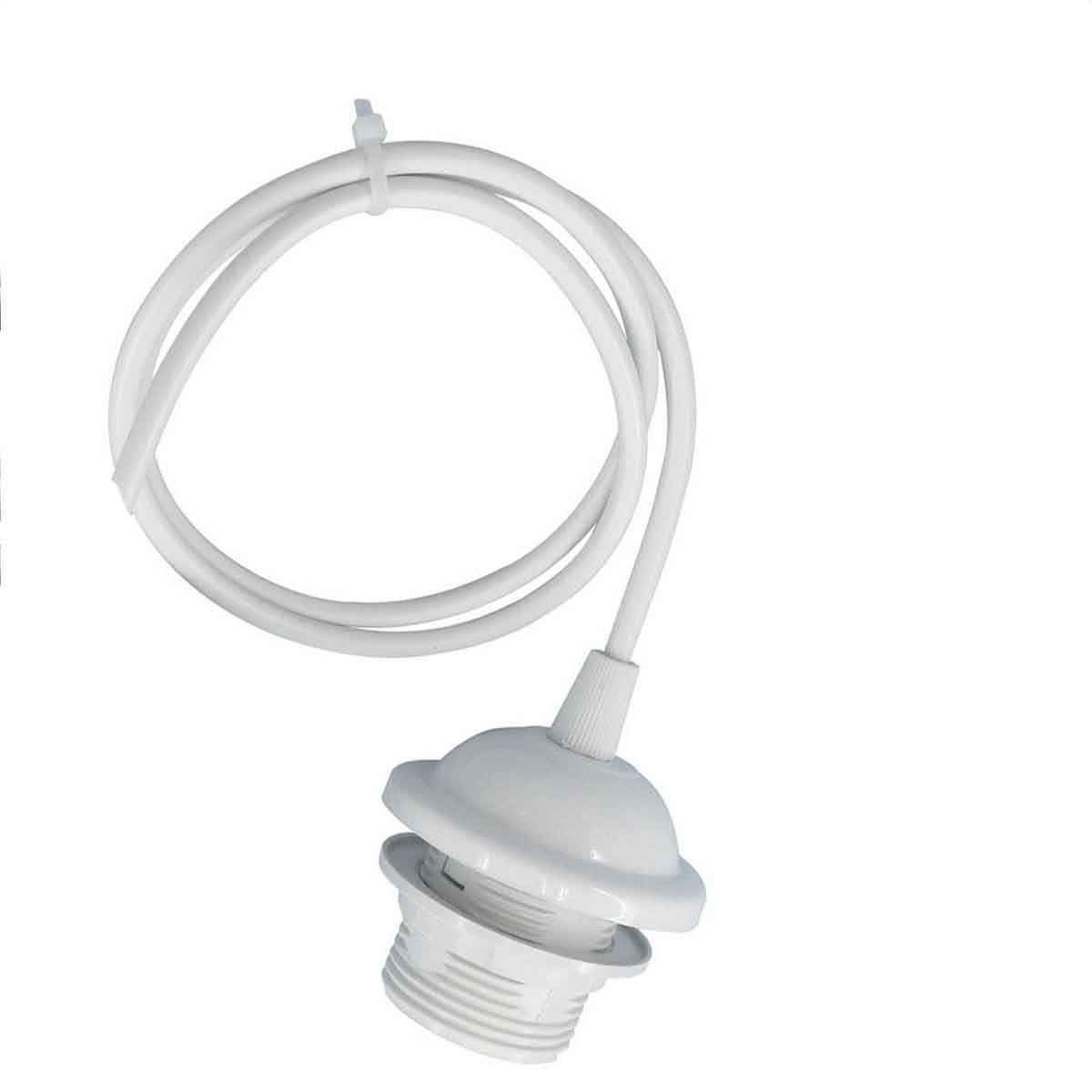 E27 White Colour Umbrella Holder PVC 2 Core Round White Colour 1m Cable Pendant Set~2154 - LEDSone UK Ltd