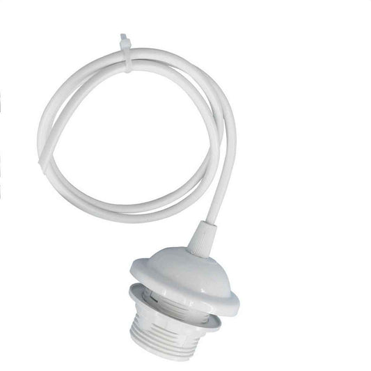 E27 White Colour Umbrella Holder PVC 2 Core Round White Colour 1m Cable Pendant Set~2154 - LEDSone UK Ltd