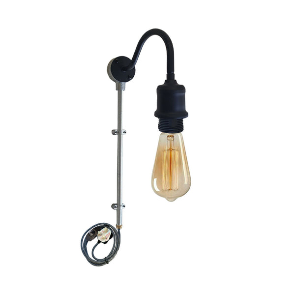 Buisbuis Stekker in wandlamp 2M Stoffen Flexkabel Dimmerschakelaar swag Arm~1604 – Zwart / Ja