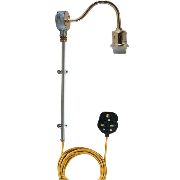 Buisbuis Stekker in wandlamp 2M Stoffen Flexkabel Dimmerschakelaar swag Arm~1604 – Frans goud / Nee