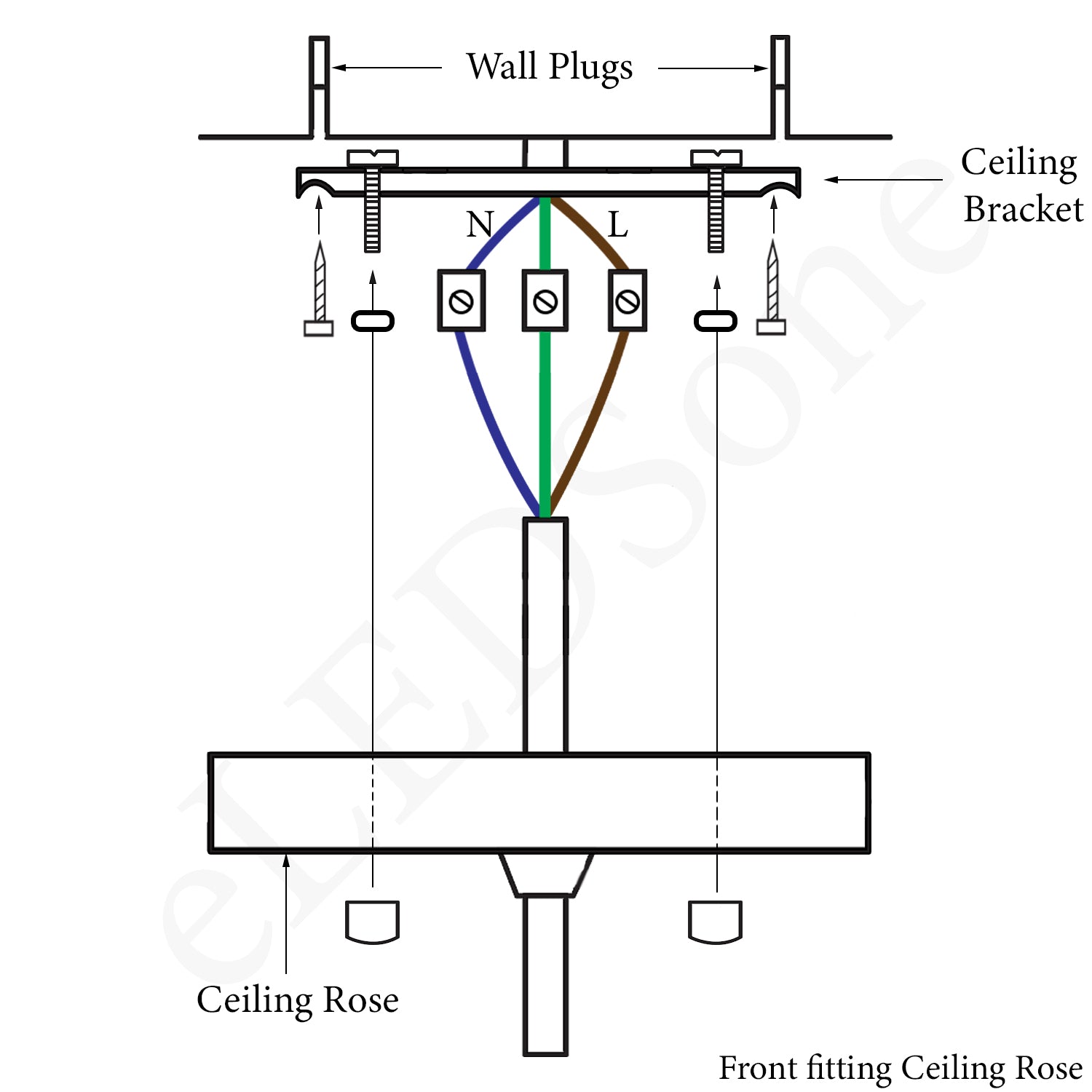 Front Fitting Single Point Yellow Brass Color Outlet Ceiling~1857 - LEDSone UK Ltd