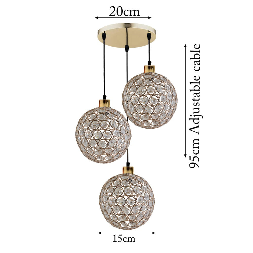 Globe Crystal Glass Light Shade 3 Outlet Pendant Ceiling~1609 - LEDSone UK Ltd