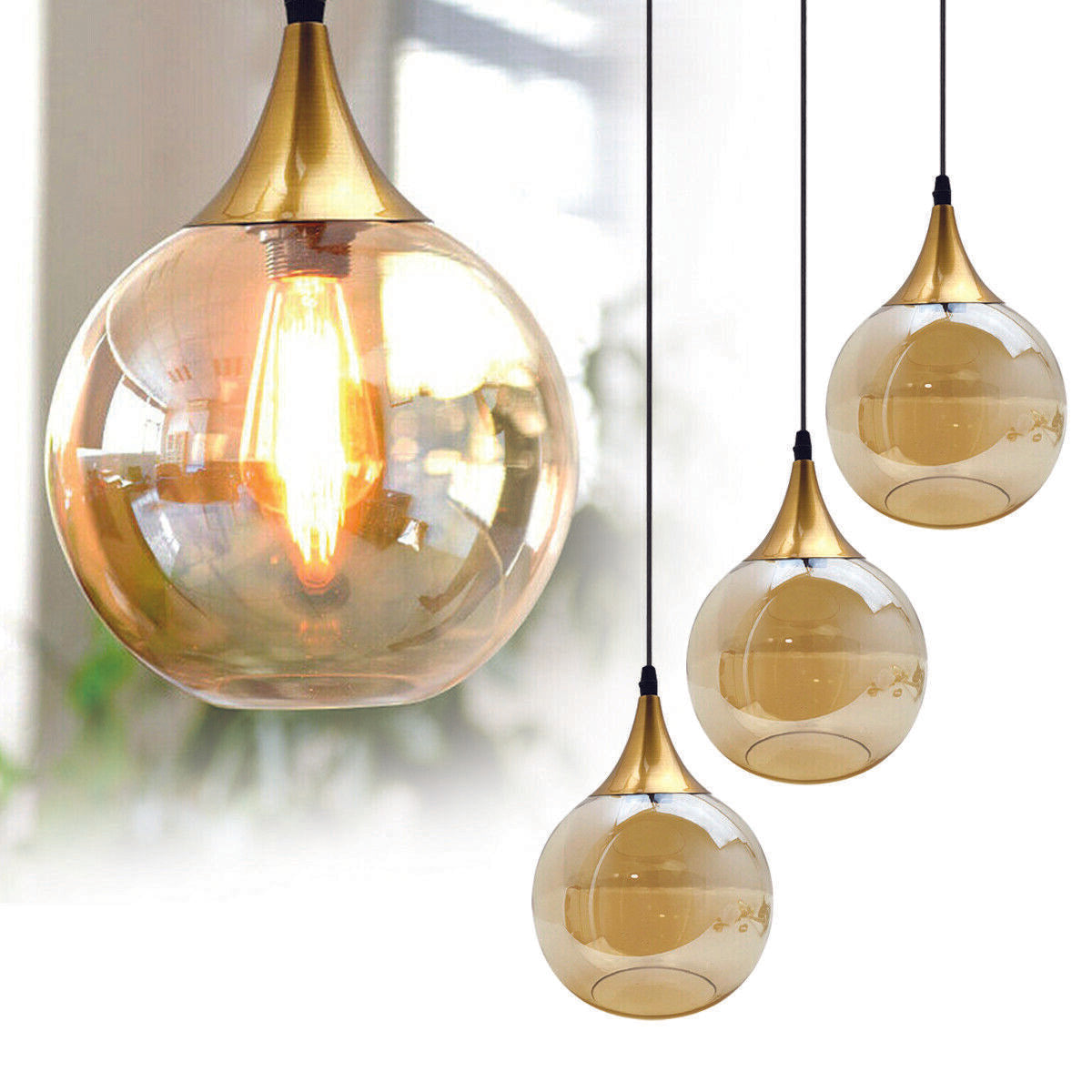 Globe glass lampshade Replacement indoor amber vintage ceiling Pendant light~2593 - LEDSone UK Ltd