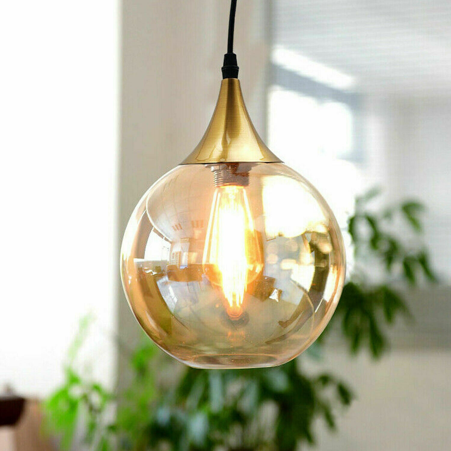 Globe glass lampshade Replacement indoor amber vintage ceiling Pendant light~2593 - LEDSone UK Ltd