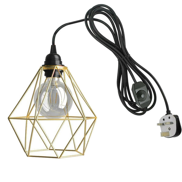 Dimmerschakelaar 4m rubberen kabel lampenset met kappen ~1862 – Goud