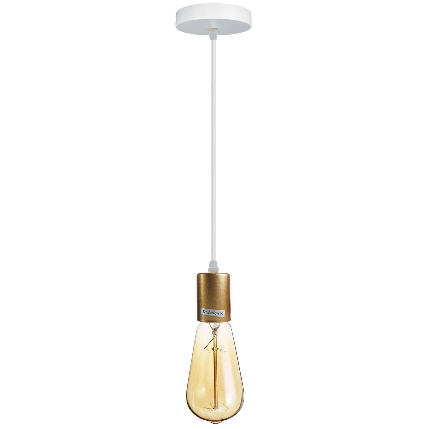 Gold E27 Ceiling Light Fitting Industrial Pendant Lamp Bulb Holder~1673 - LEDSone UK Ltd