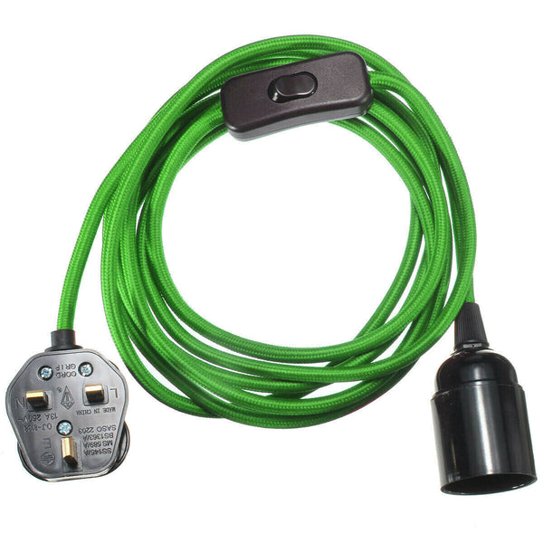4m stoffen flexkabel plug-in hanglampset met lamphouder ~1497 – Groente / Nee
