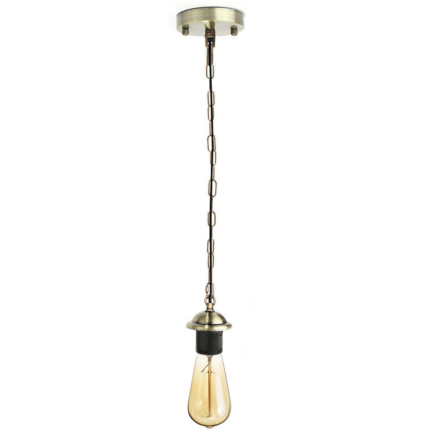 Green Brass Metal Ceiing E27 Lamp Holder Pendant Light With Chain~1777 - LEDSone UK Ltd
