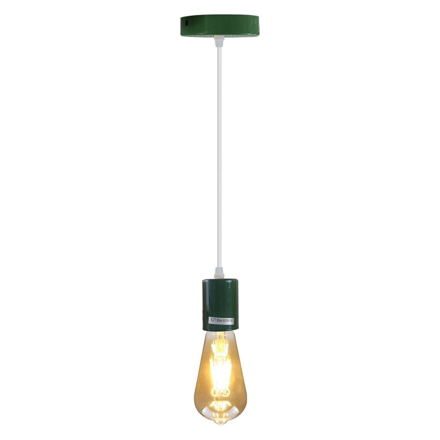 Green E27 Ceiling Light Fitting Industrial Pendant Lamp Bulb Holder~1675 - LEDSone UK Ltd