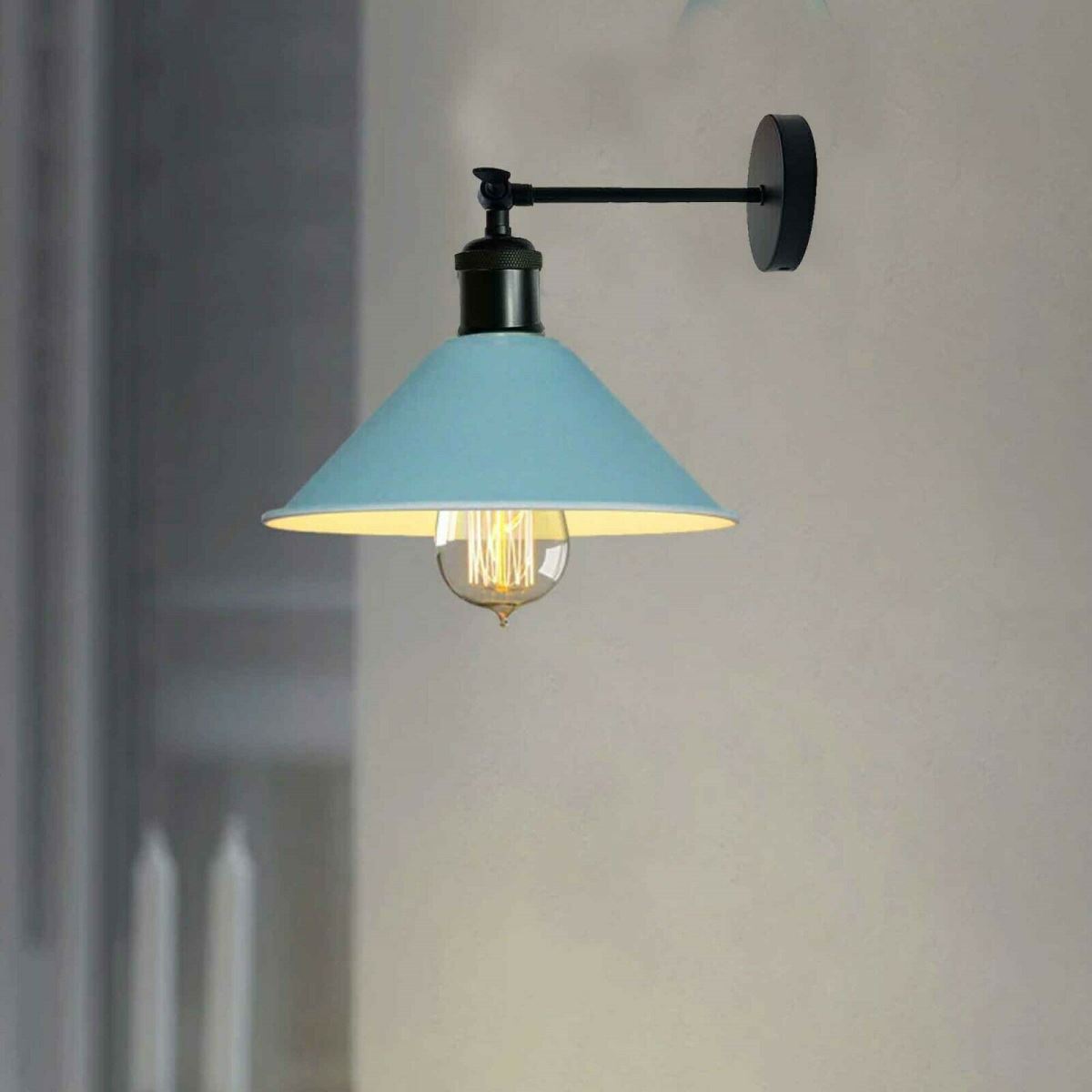Industrial Blue Colour Wall Lamp Retro Light Vintage Wall Sconce Lights~2314 - LEDSone UK Ltd
