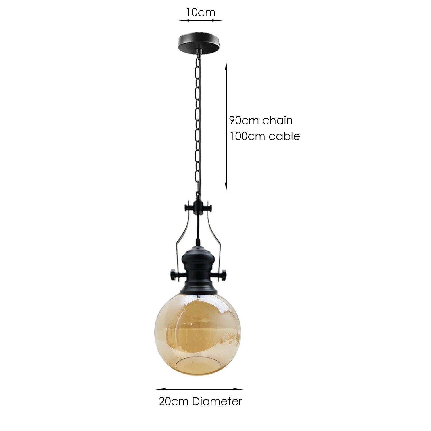 Industrial Retro Pendant Light Suspended Ceiling Lights Style Glass Lamp Shade~2589 - LEDSone UK Ltd
