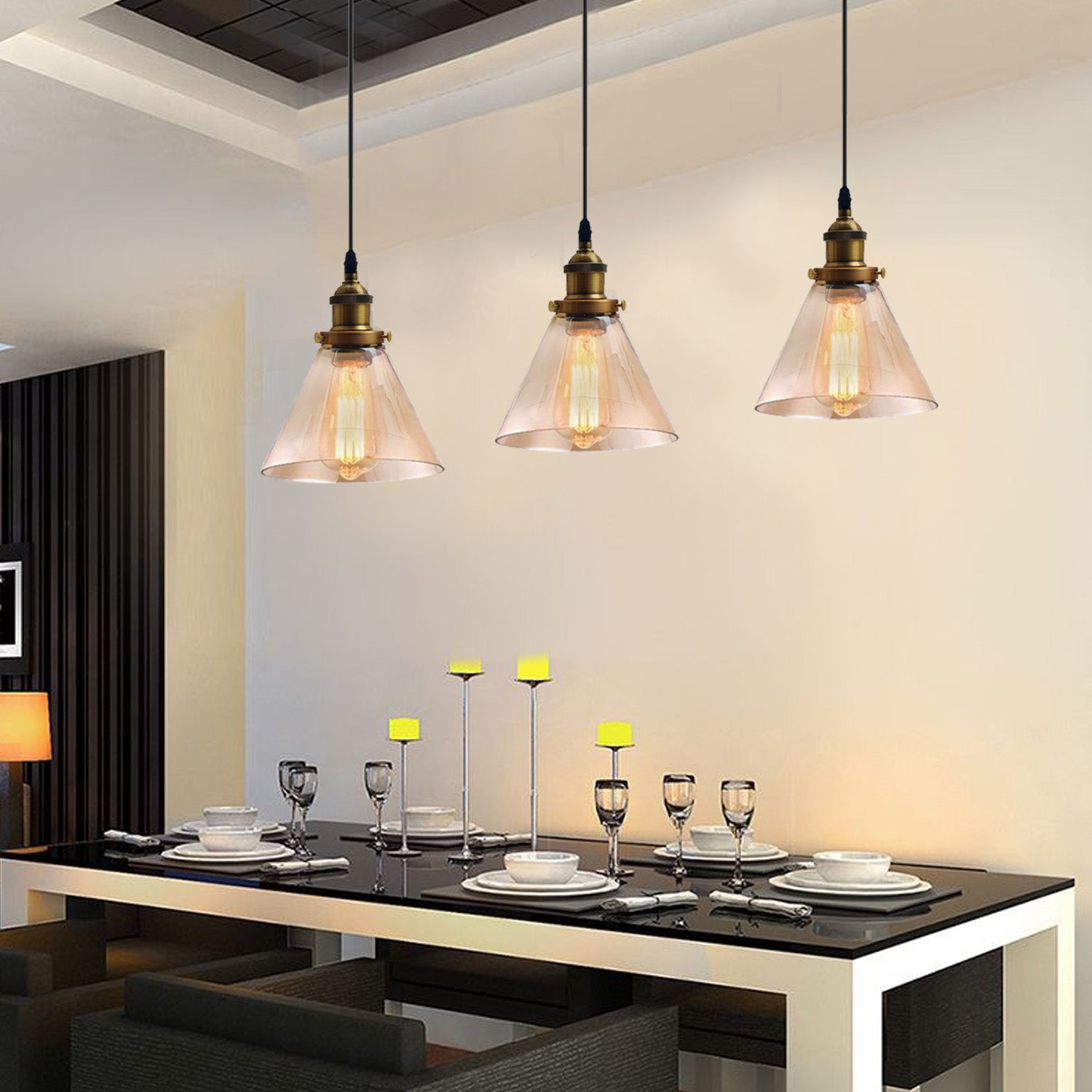 Industrial Retro Pendant Light Suspended Cluster Lights Style Glass Lamp Shade~2605 - LEDSone UK Ltd