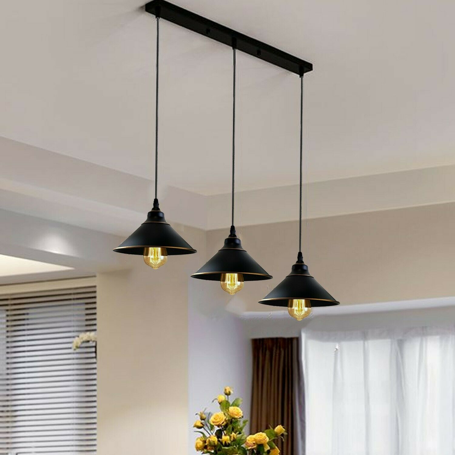 Cluster pendant light  3 lighting Black