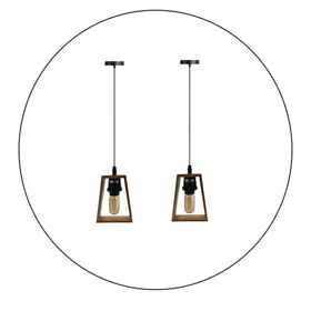 2-pack moderne plafondlampfitting in houtstijl, hanglampset ~ 2304
