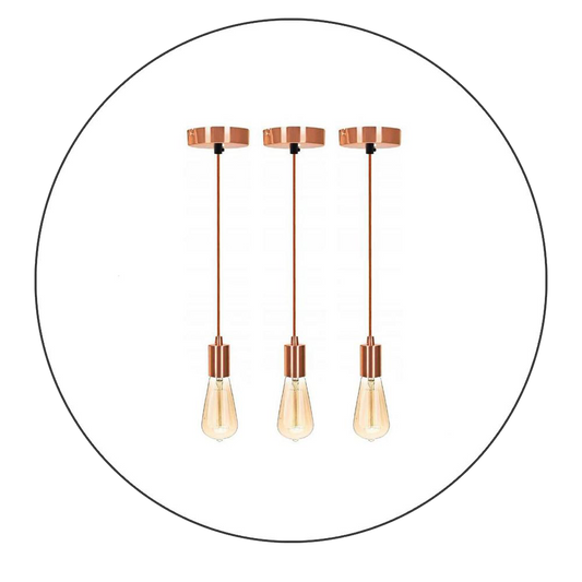 3 Pack E27 Screw 3 Pendant Light Ceiling Rose Fabric Flex Lamp Holder~2485 - LEDSone UK Ltd