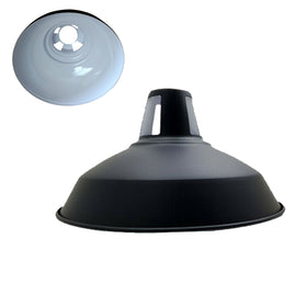Industriële stijl schuurlamp met sleuf, metalen zwarte binnenkant, witte plafondlamp, kap ~1064 