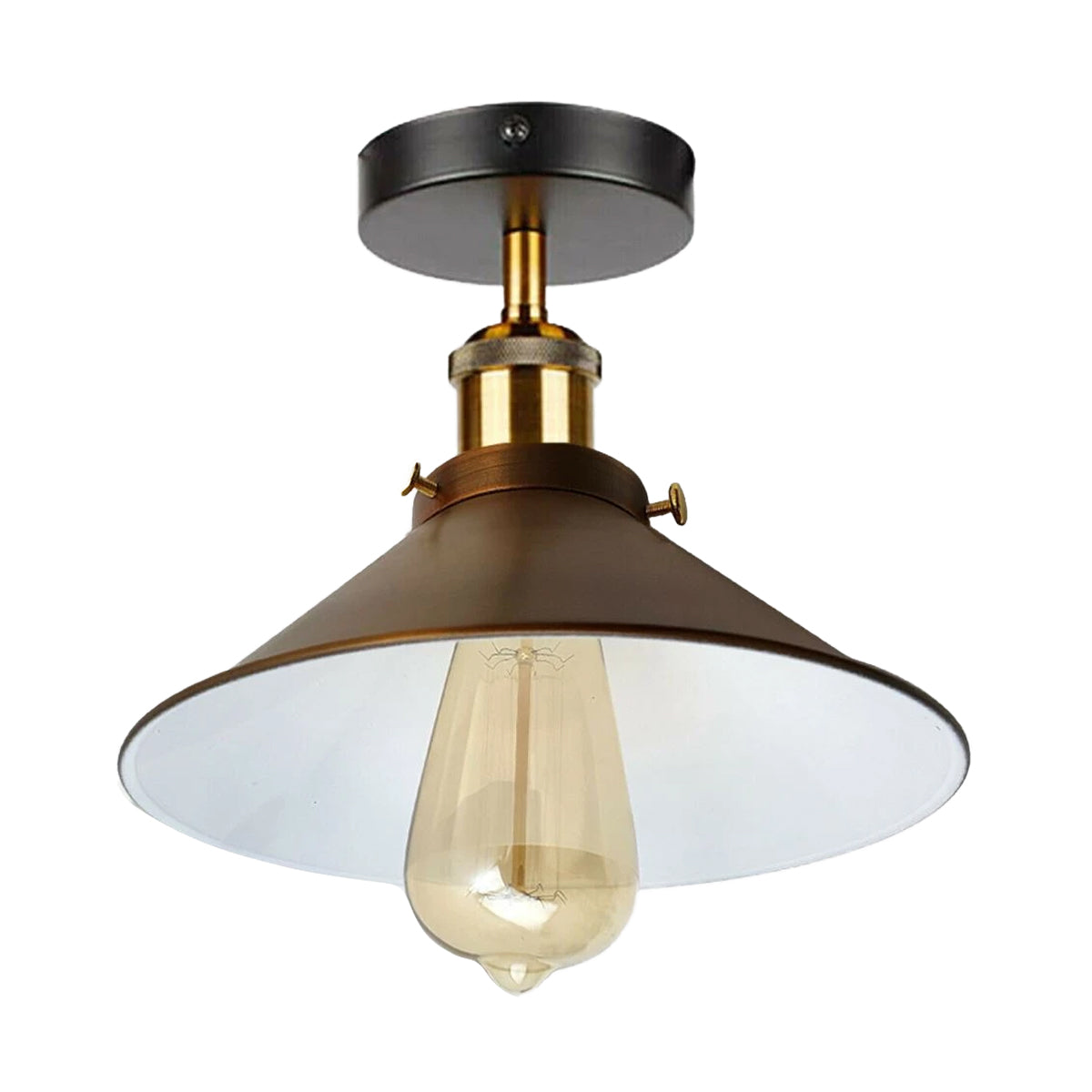 Vintage Industrial Ceiling Lights Retro Yellow Brass Shade Pendant Sconce Lamp~2598 - LEDSone UK Ltd