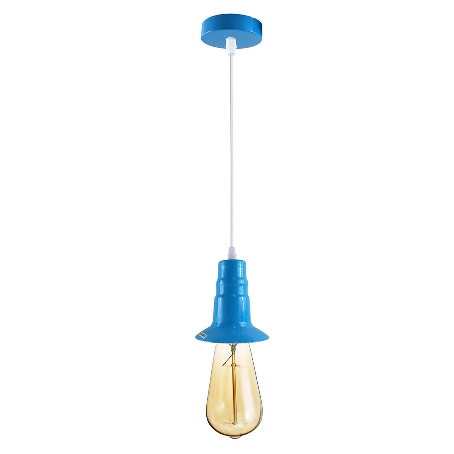 Light Blue Ceiling Light Fitting Industrial Pendant Lamp Bulb Holder~1681 - LEDSone UK Ltd