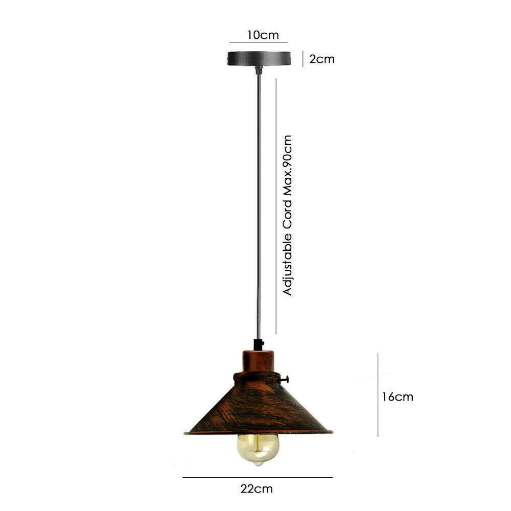 LEDSone Vintage Rustic Red cone Metal Pendant Light shade with Uk E27 holder~2820 - LEDSone UK Ltd
