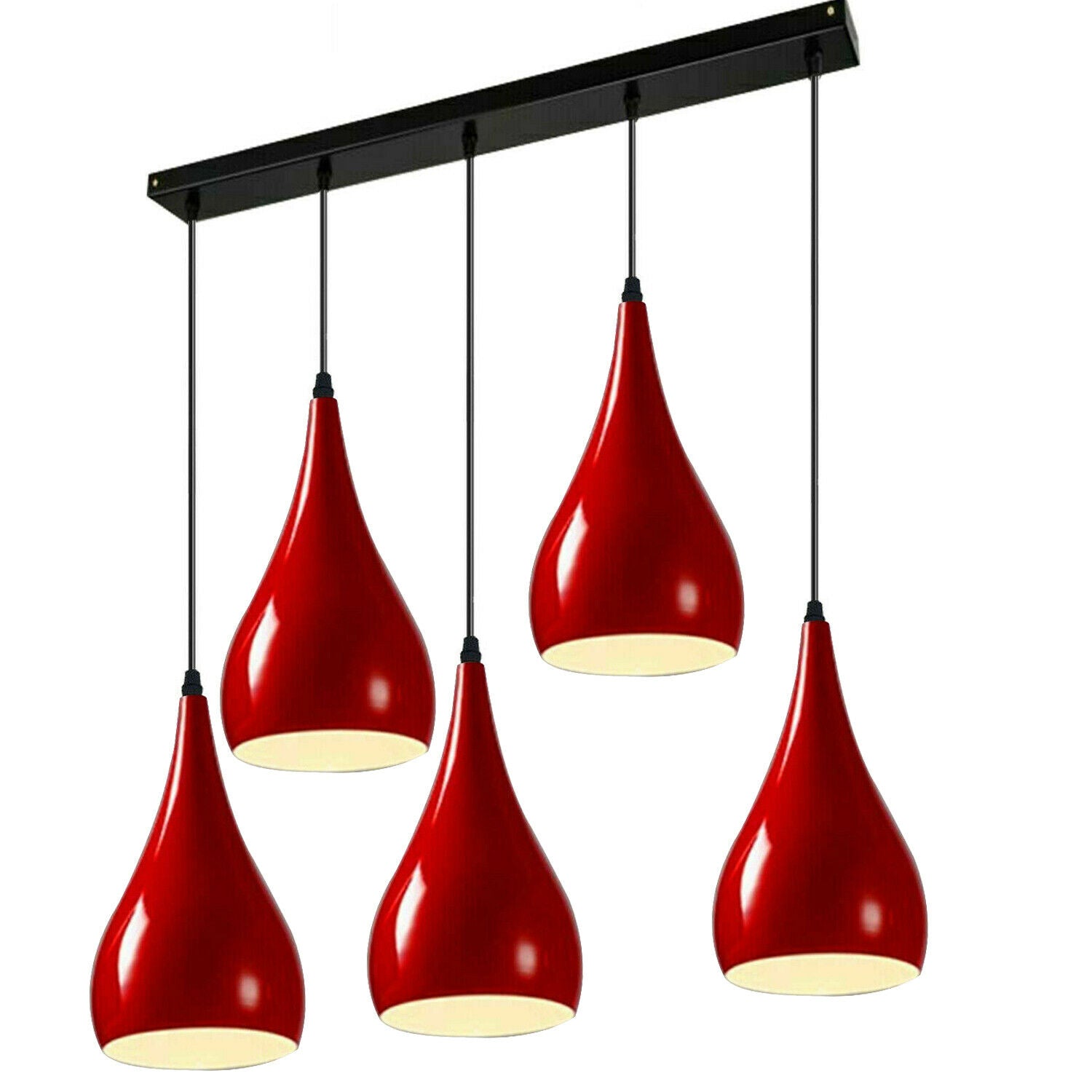 Red 5 Outlet Ceiling Light Fixtures Black Hanging Pendant Lighting~1623 - LEDSone UK Ltd