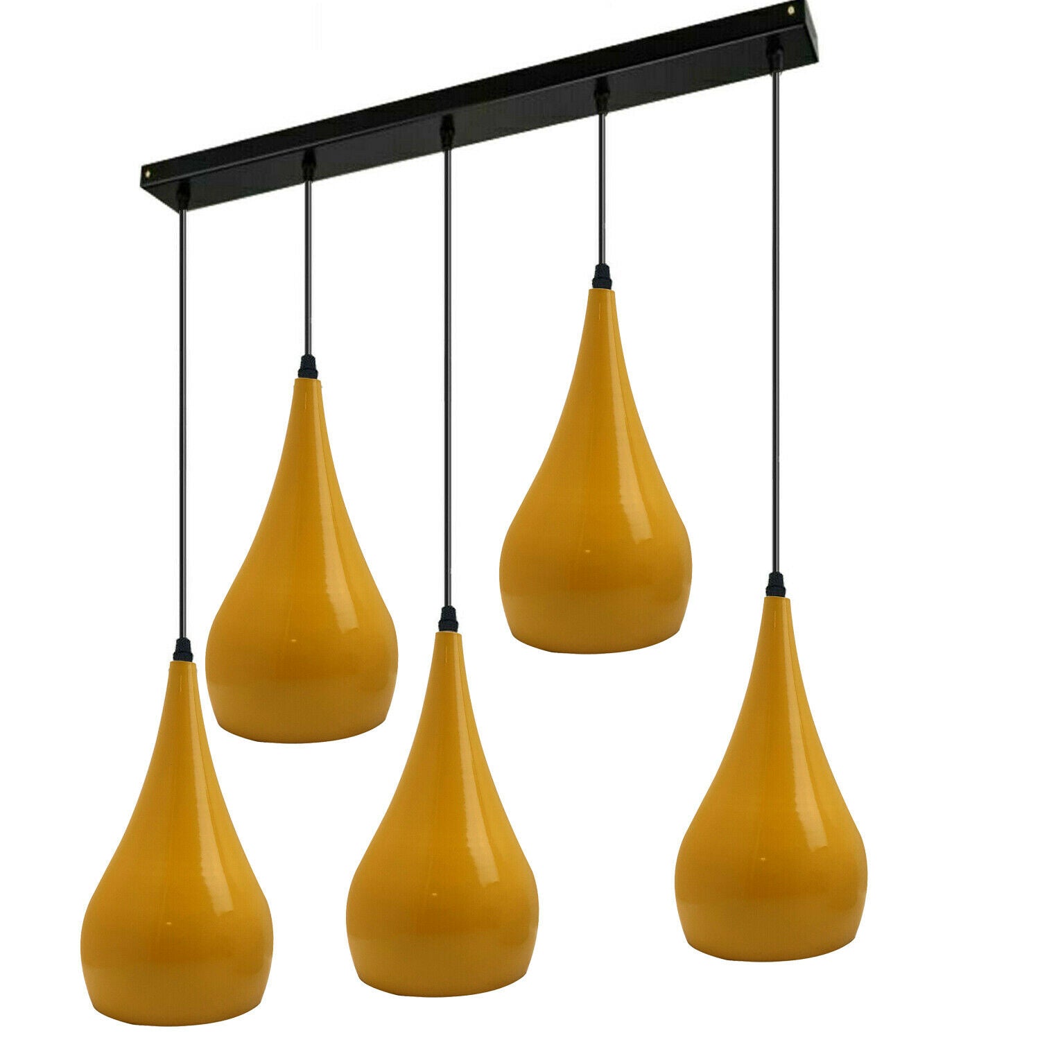 Yellow 5 Outlet Ceiling Light Fixtures Black Hanging Pendant Lighting~1624 - LEDSone UK Ltd