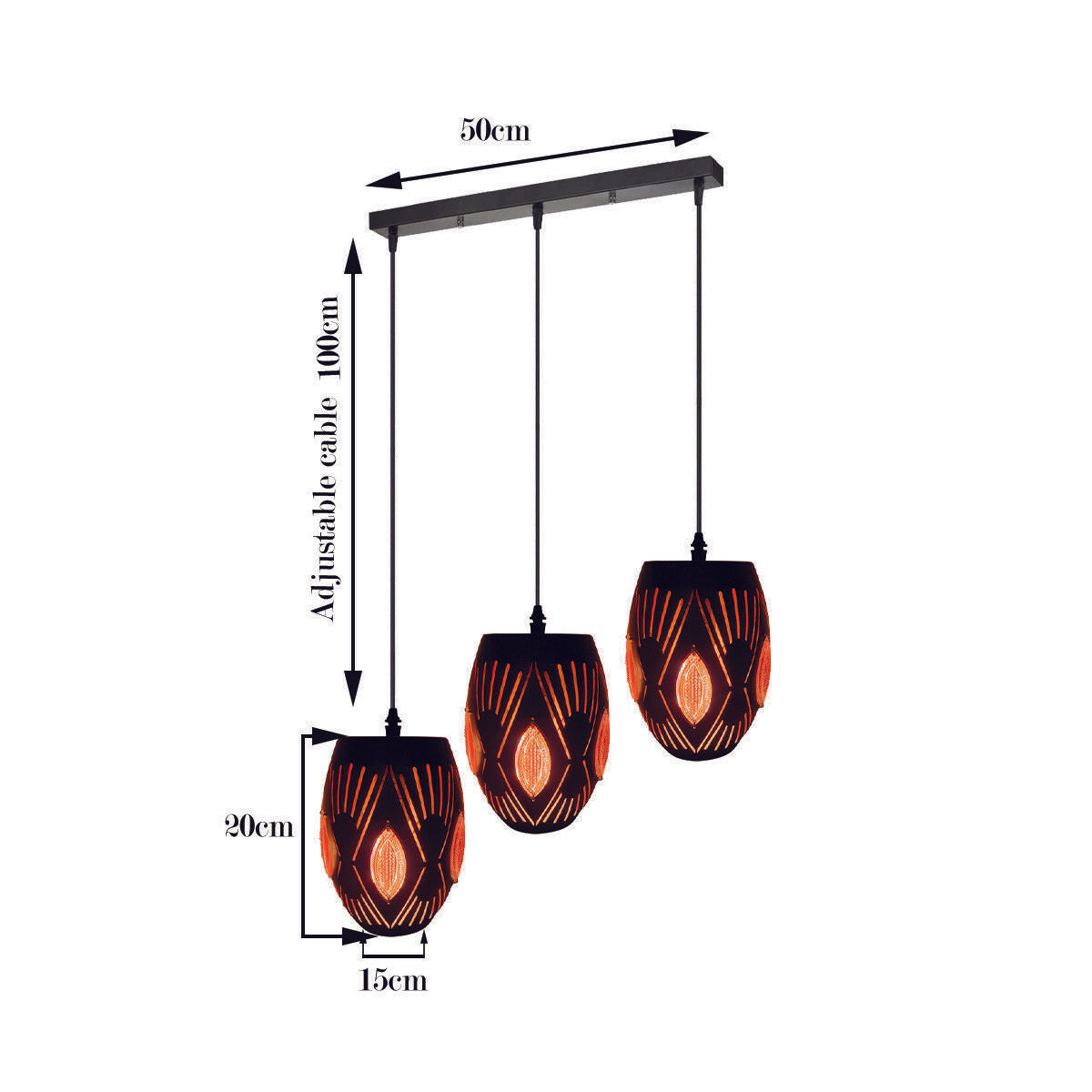 Modern 3 Head Ceiling Pendant Light Fitting Pendant Chandelier Hanging Light~2549 - LEDSone UK Ltd
