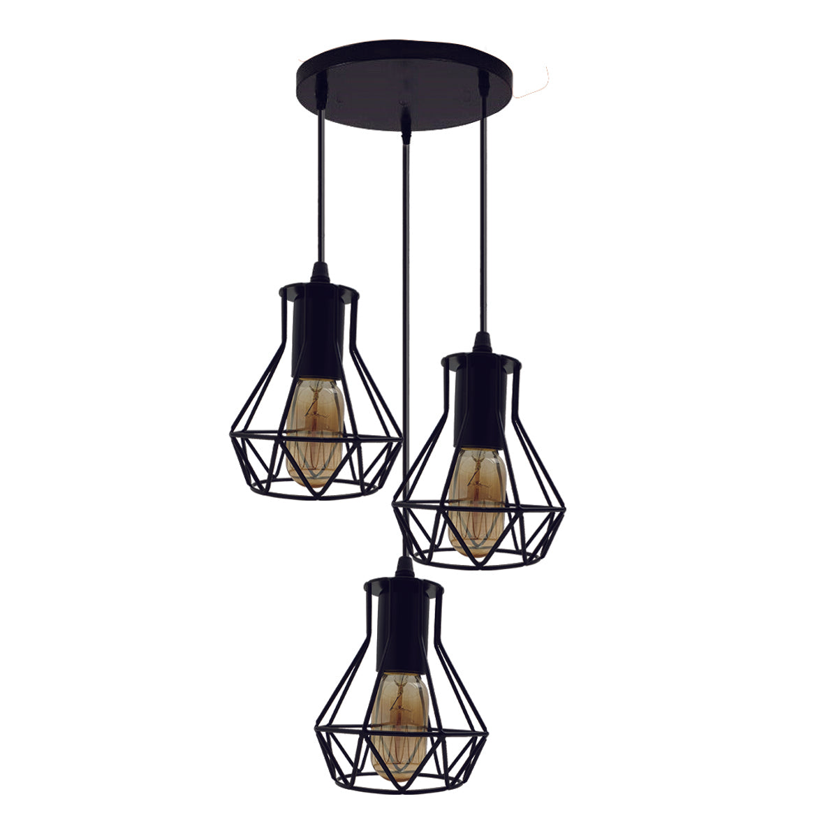 Modern 3 Head Pendant Light Cluster Light Fitting Diamond Cage Style Lights~2591 - LEDSone UK Ltd