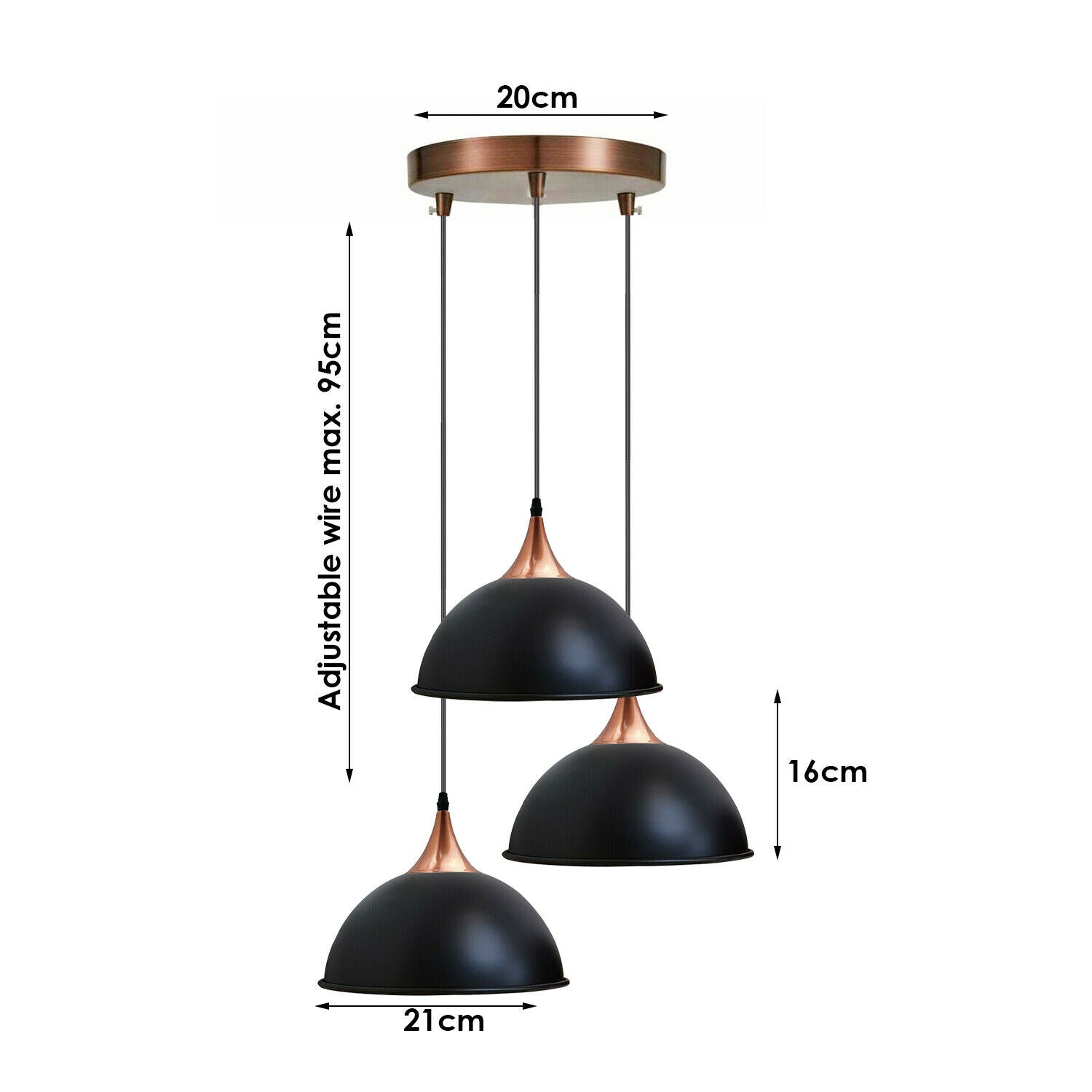 Vintage Metal Dome Pendant Lights Industrial Lighting Rustic Black~1632 - LEDSone UK Ltd