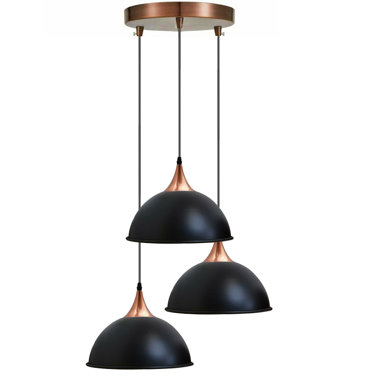 Vintage Metal Dome Pendant Lights Industrial Lighting Rustic Black~1632 - LEDSone UK Ltd