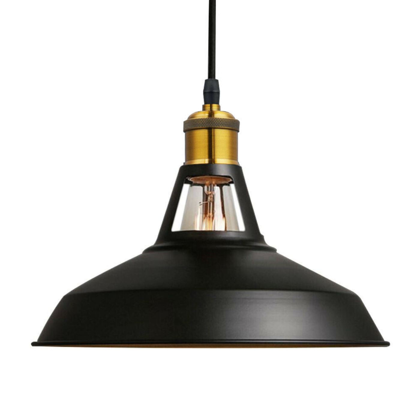 Modern Black Colour Lampshade with FREE Bulb Industrial Retro Style Metal Ceiling Pendant Lightshade~2554 - LEDSone UK Ltd