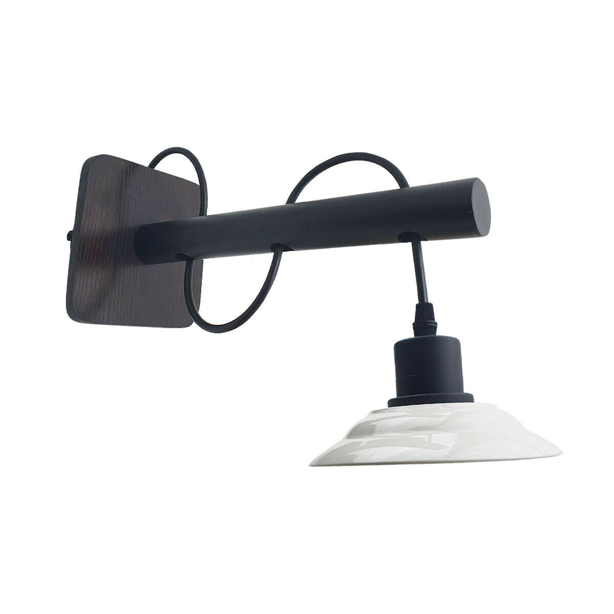Pack Modern Industrial Black Scone wooden Wall Light With White Shade~2476 - LEDSone UK Ltd