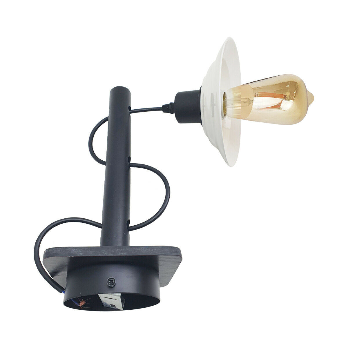 Pack Modern Industrial Black Scone wooden Wall Light With White Shade~2476 - LEDSone UK Ltd