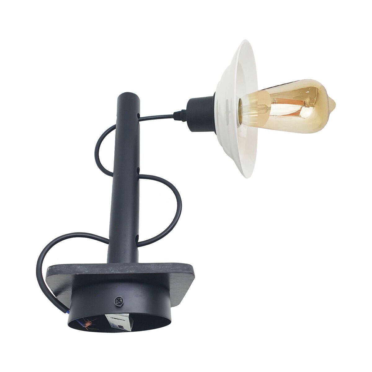 Modern Industrial Black Scone Wall Light With White Shade with FREE Bulbs~2285 - LEDSone UK Ltd