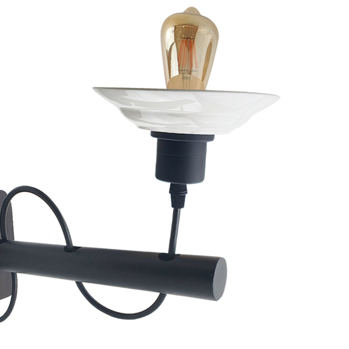 Pack Modern Industrial Black Scone wooden Wall Light With White Shade~2476 - LEDSone UK Ltd