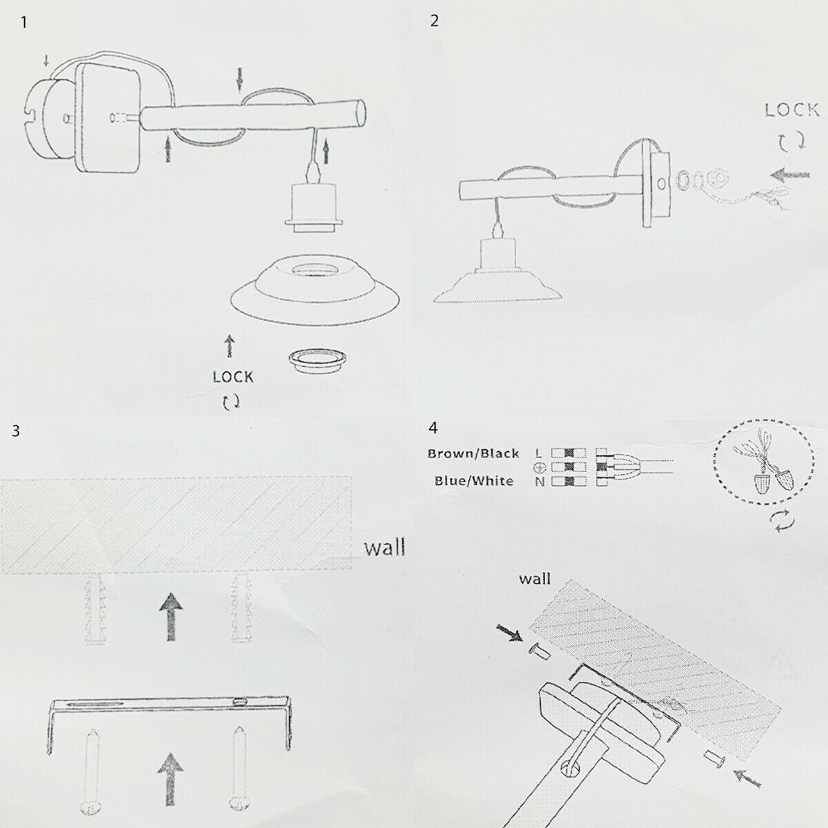 Pack Modern Industrial Black Scone wooden Wall Light With White Shade~2476 - LEDSone UK Ltd