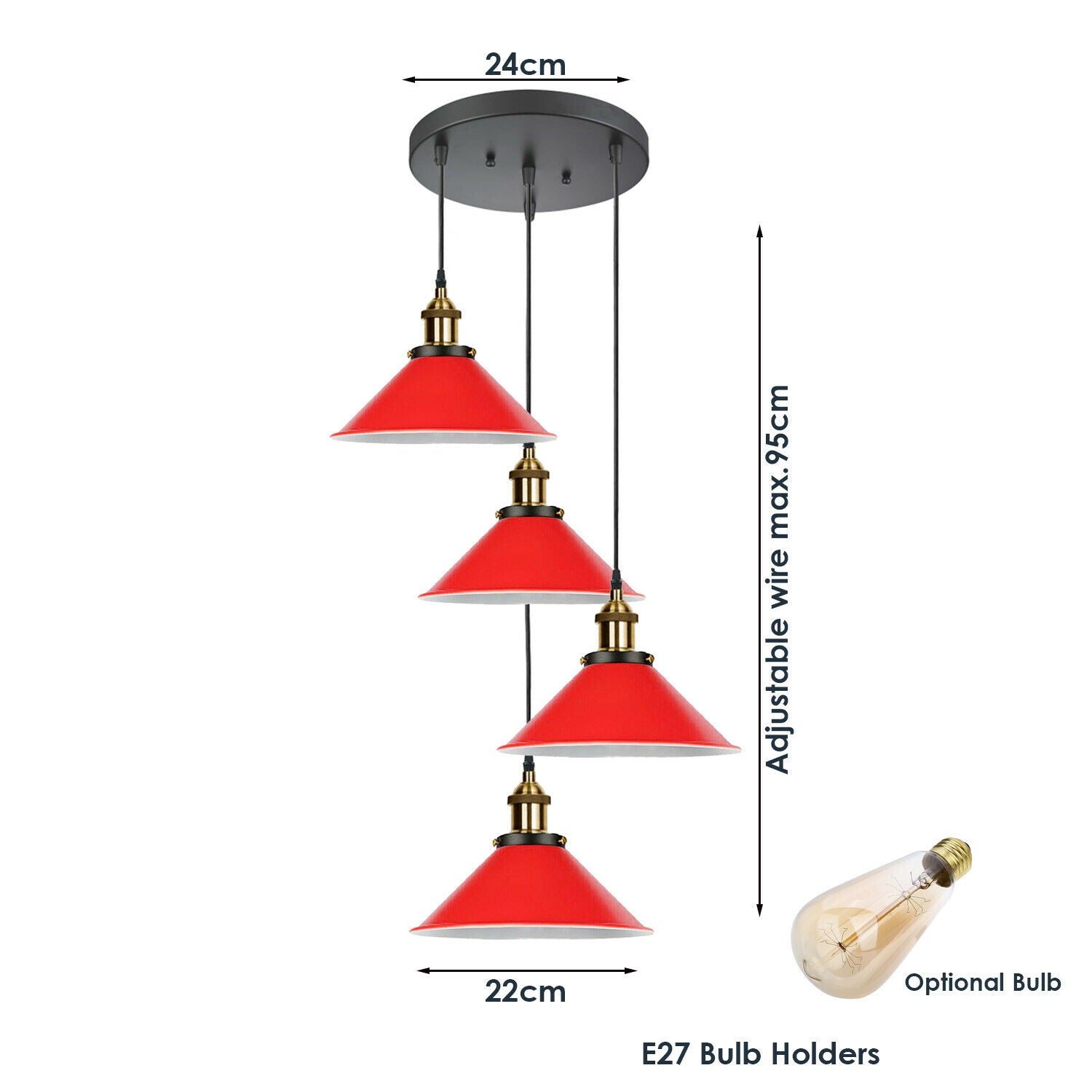 Modern Industrial Lampshade Chandelier Ceiling Pendant Light Pub Restaurant Lamp~1567 - LEDSone UK Ltd