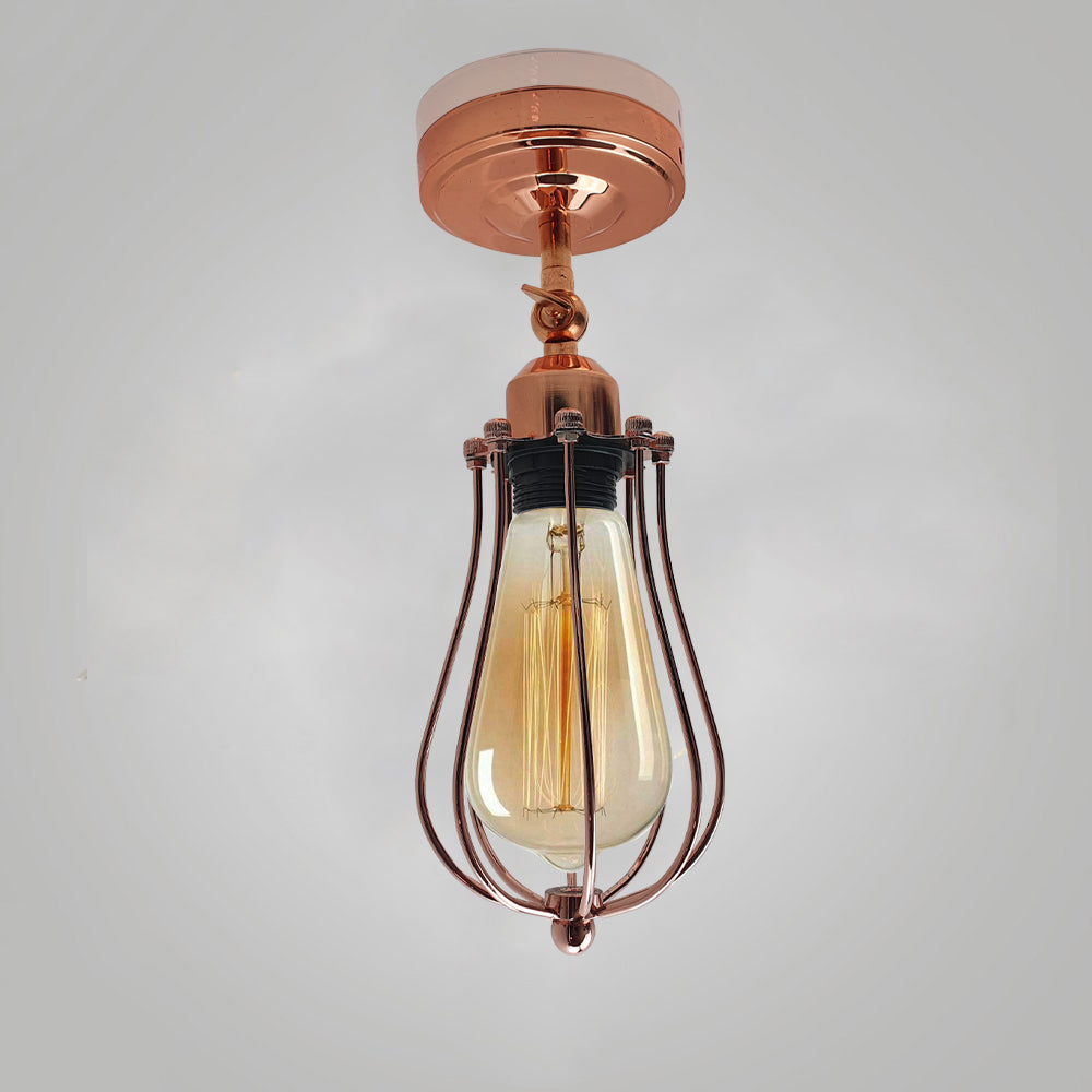 Modern Industrial Rose Gold Flex Arm Retro Light Cage Ceiling Fixtures E27~1595 - LEDSone UK Ltd