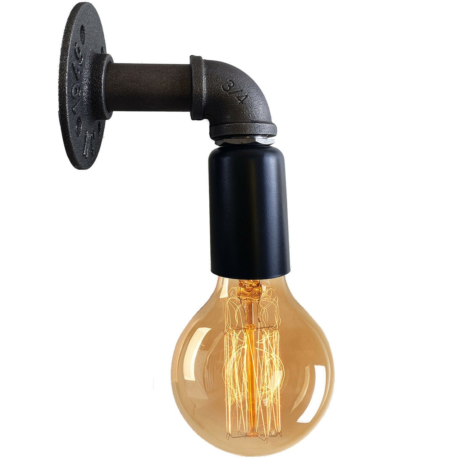 Black Water Pipe Wall Lamp Industrial style single wall light fitting~1530 - LEDSone UK Ltd