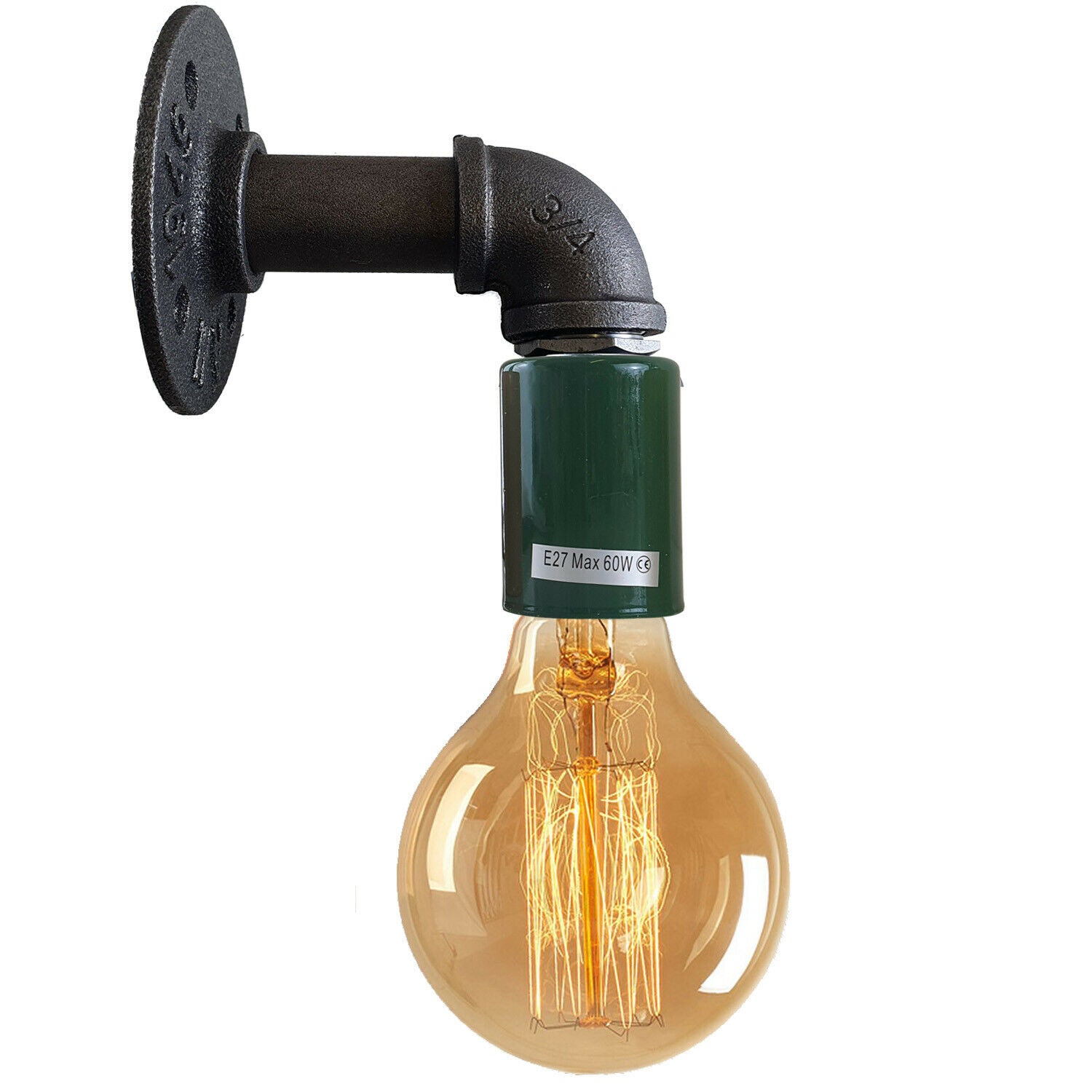 Green Water Pipe Wall Lamp Industrial style single wall light fitting~1524 - LEDSone UK Ltd