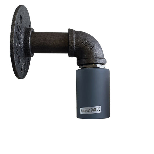 Grey Water Pipe Wall Lamp Industrial style single wall light fitting~1528 - LEDSone UK Ltd