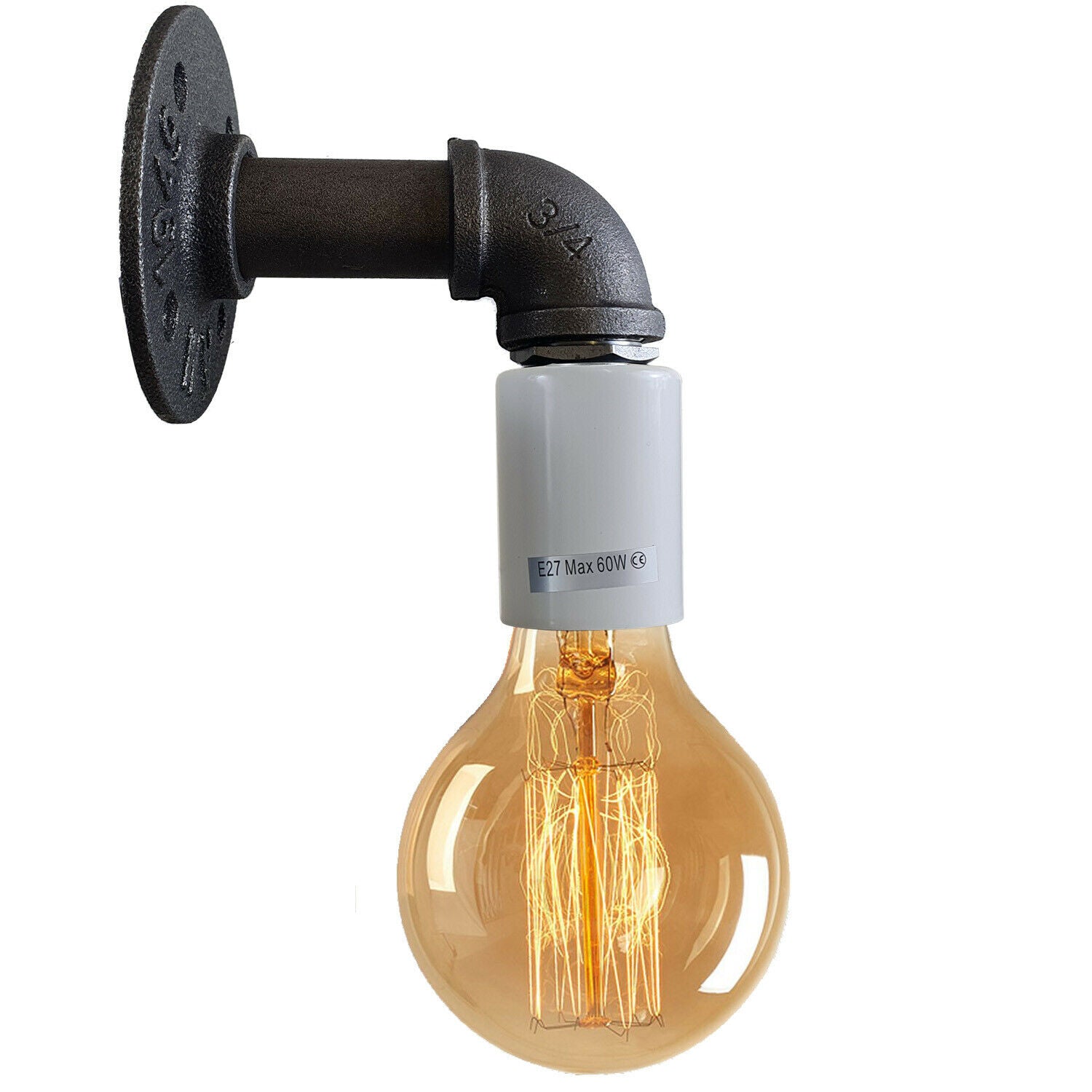 White Water Pipe Wall Lamp Industrial style single wall light fitting~1529 - LEDSone UK Ltd